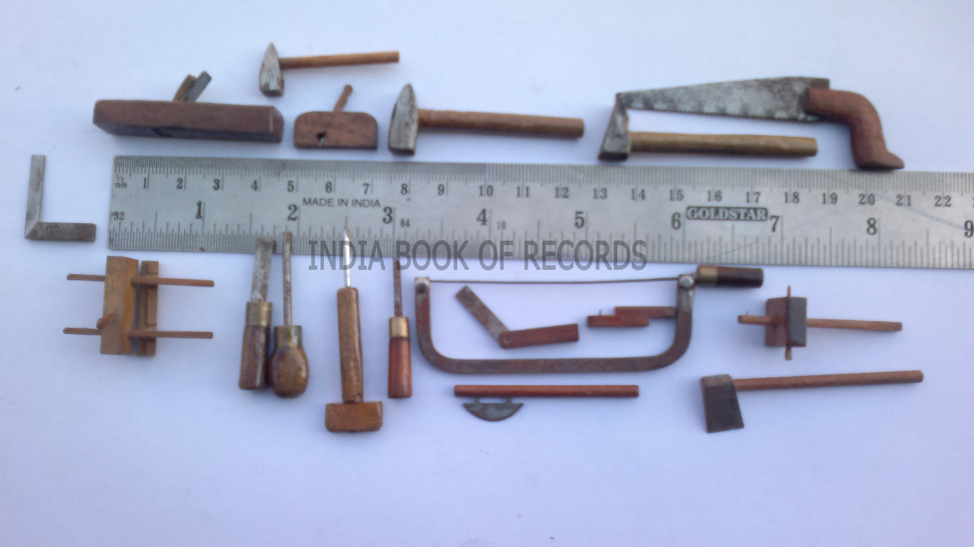 MINIATURE WOODWORKING HAND TOOLS - India Book of Records