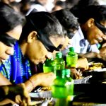 BLINDFOLDED MOST PEOPLE EATING BIRIYANI TOGETHER