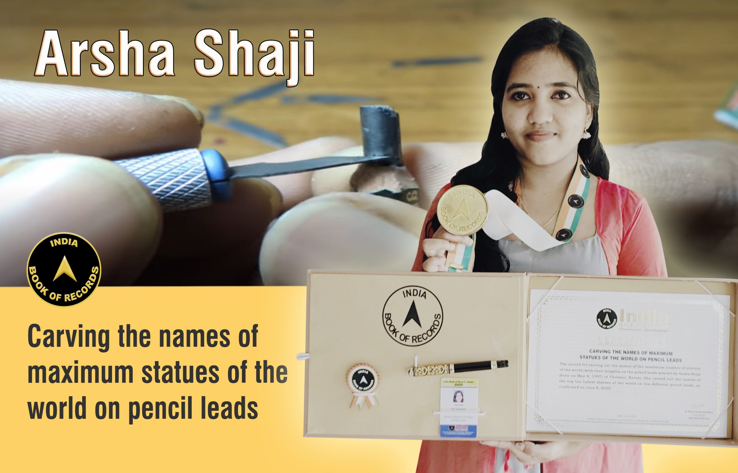 CARVING THE NAMES OF MAXIMUM STATUES OF THE WORLD ON PENCIL LEADS