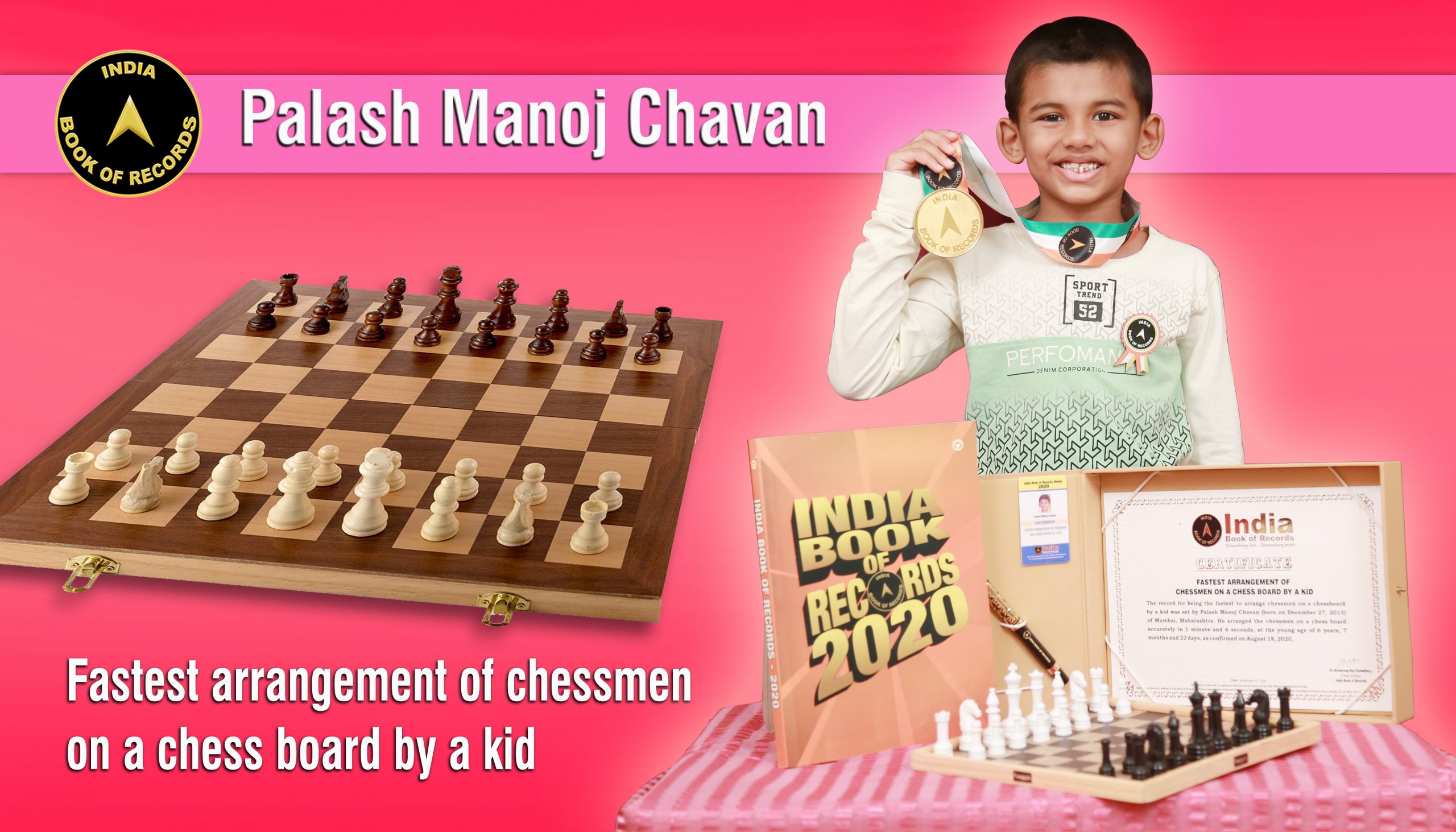 FASTEST ARRANGEMENT OF CHESSMEN ON A CHESS BOARD BY A KID - IBR