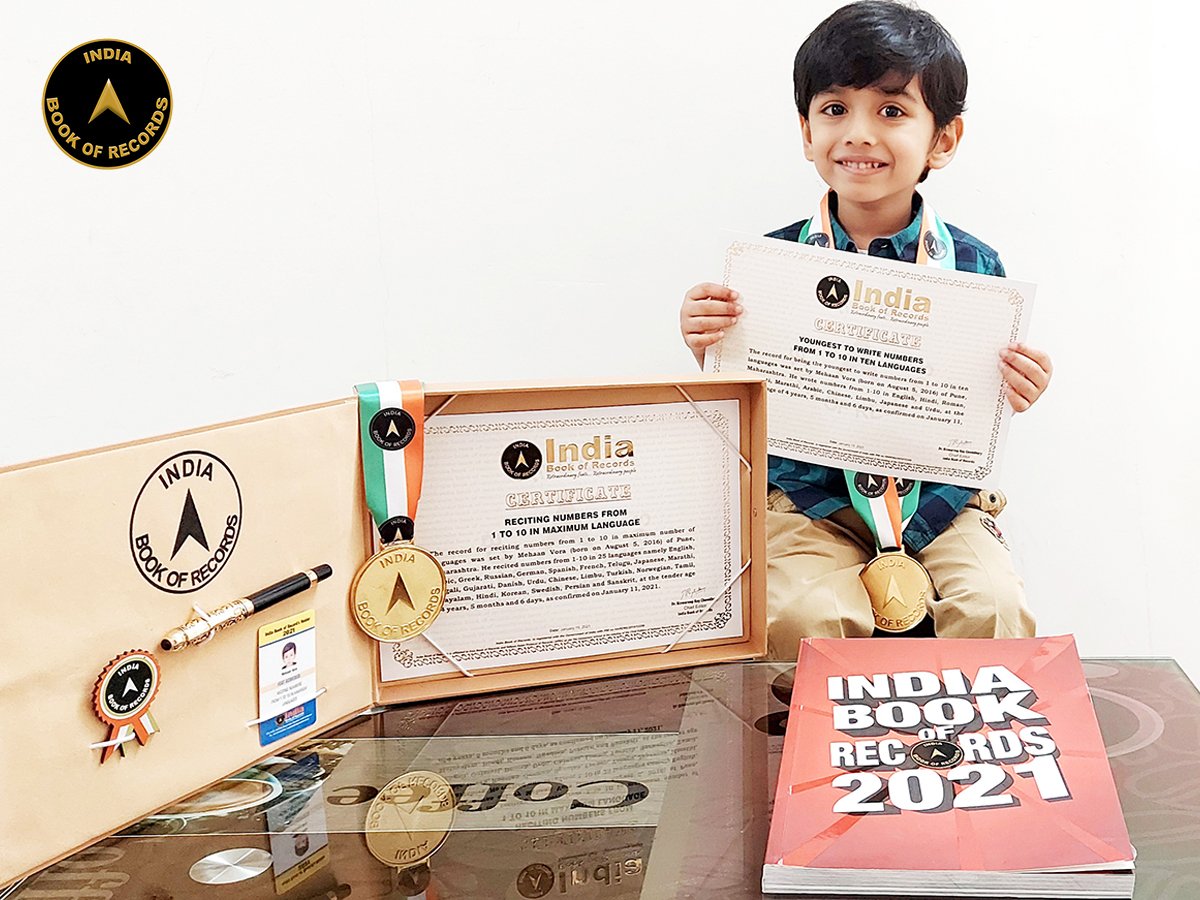 YOUNGEST TO WRITE NUMBERS FROM 1 TO 10 IN TEN LANGUAGES