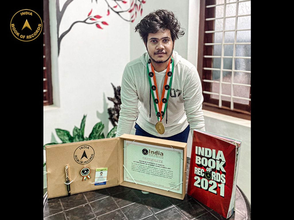 Maximum portraits of famous actors drawn on A4 sheet using stencil art