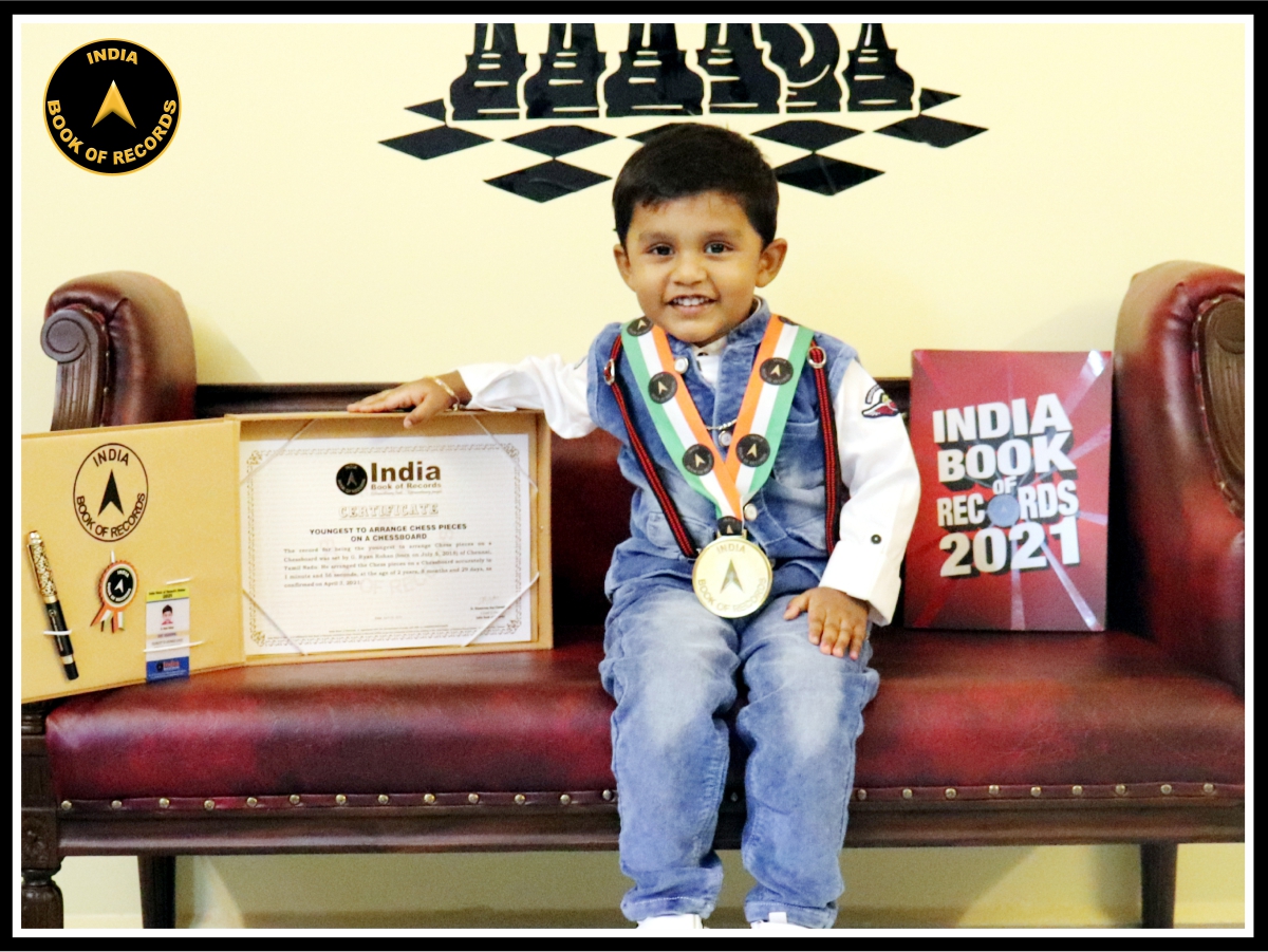 Youngest to arrange Chess pieces on a Chessboard