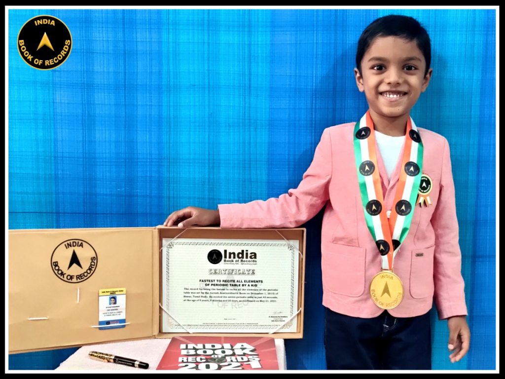 Fastest To Recite All Elements Of Periodic Table By A Kid India Book