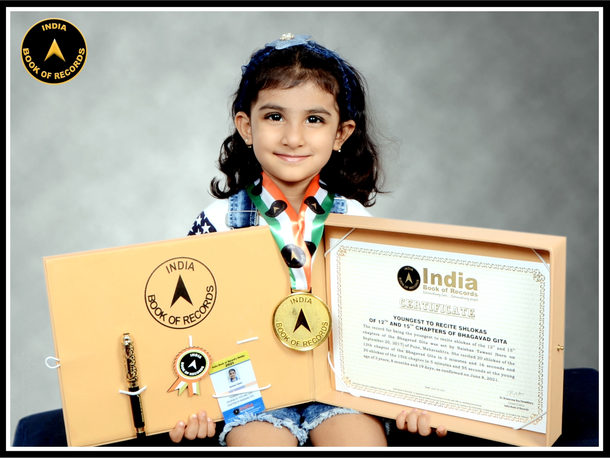 Youngest to recite shlokas of 12th and 15th chapters of Bhagavad Gita