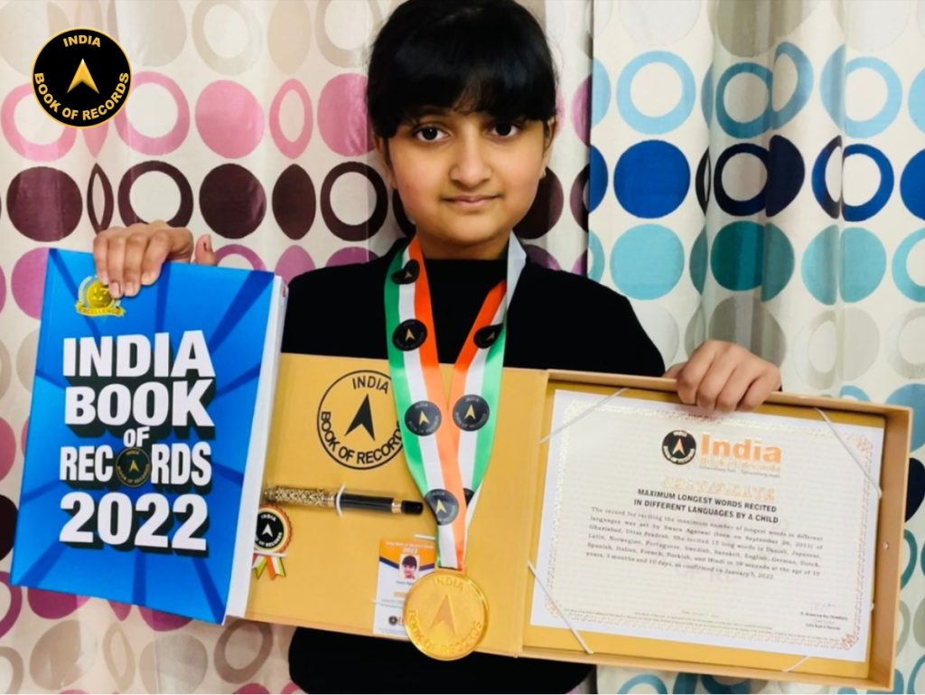 Maximum longest words recited in different languages by a child India