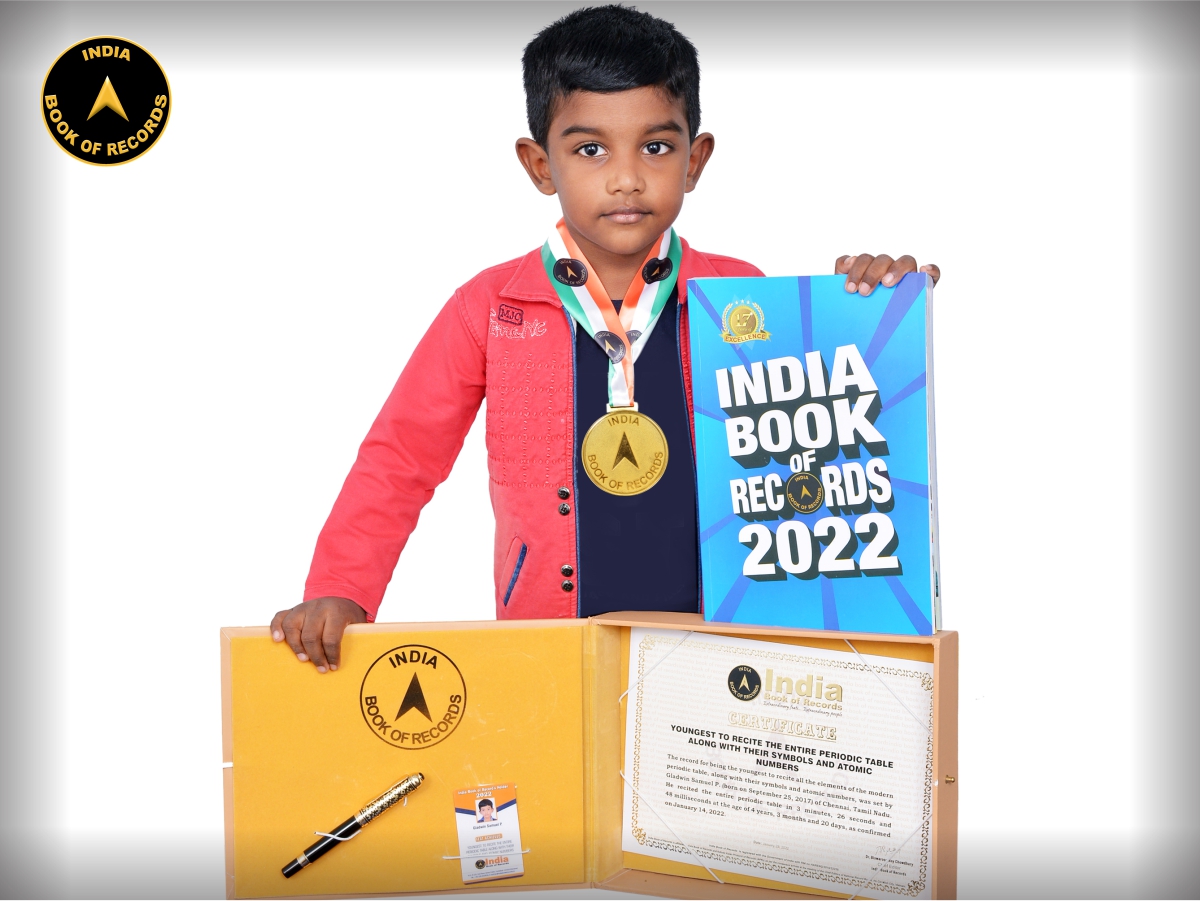 Youngest to recite the entire periodic table along with their symbols and atomic numbers