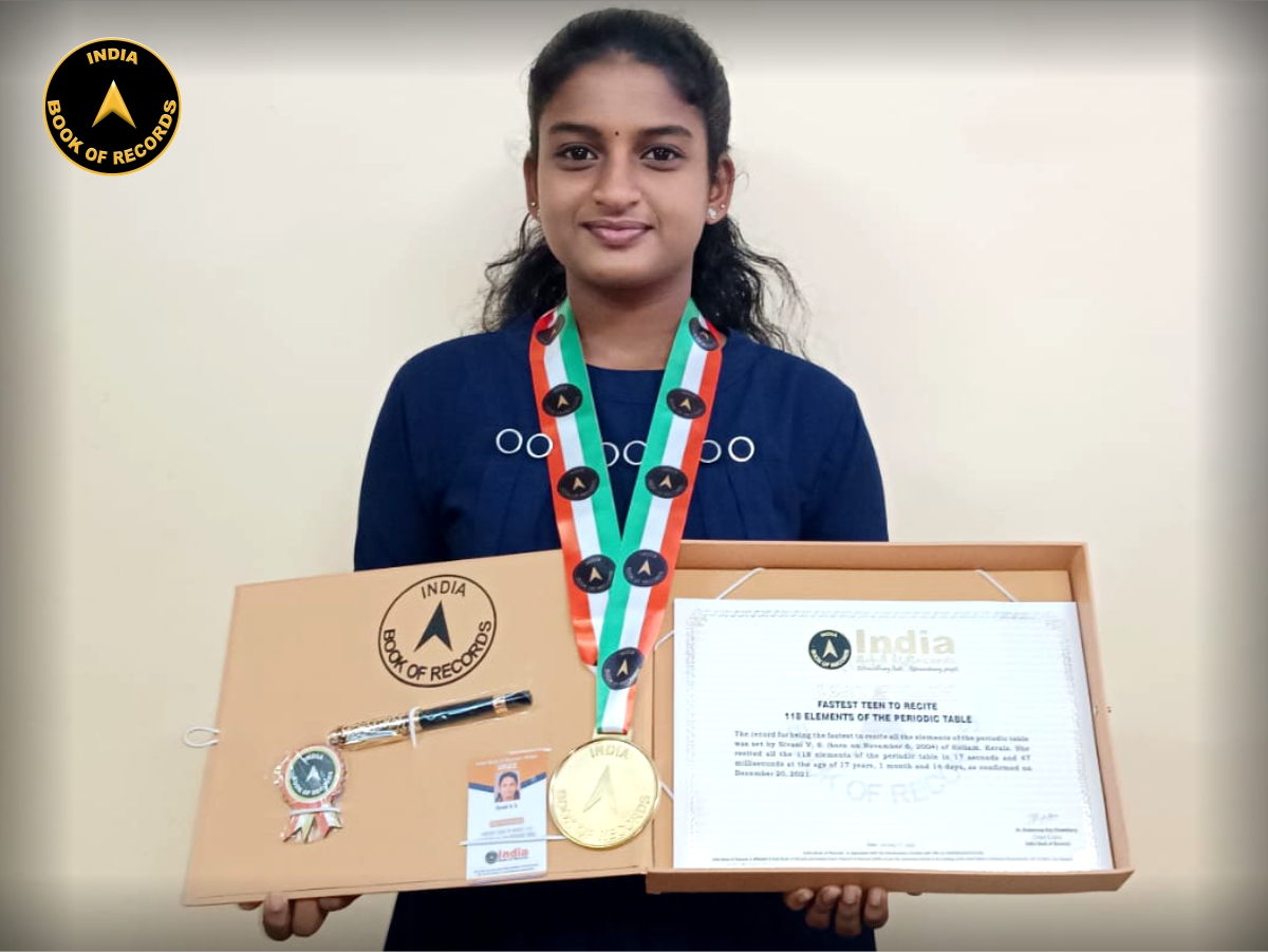 Fastest teen to recite 118 elements of the periodic table