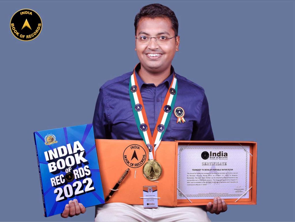 Youngest to develop portable water filter India Book of Records