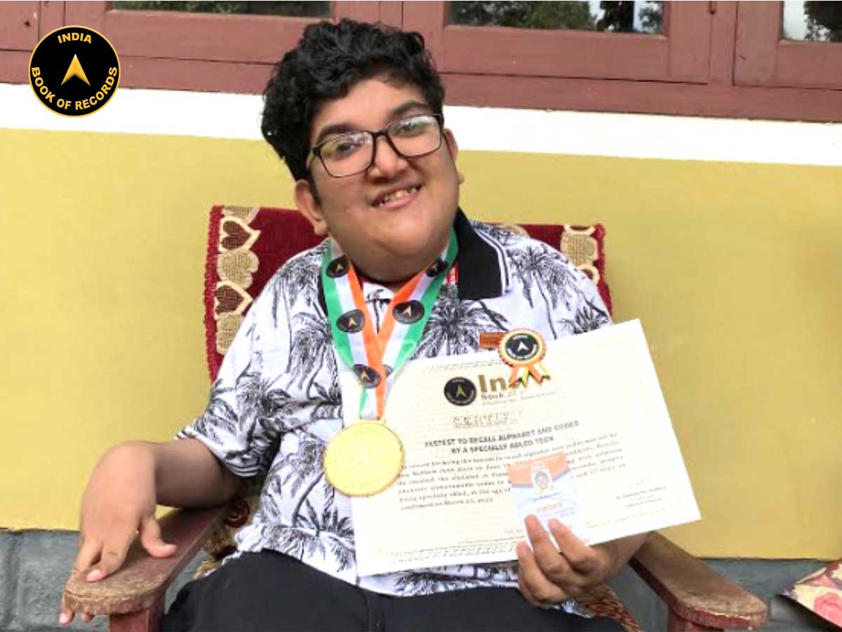 Fastest to recall alphabet and codes by a specially abled teen