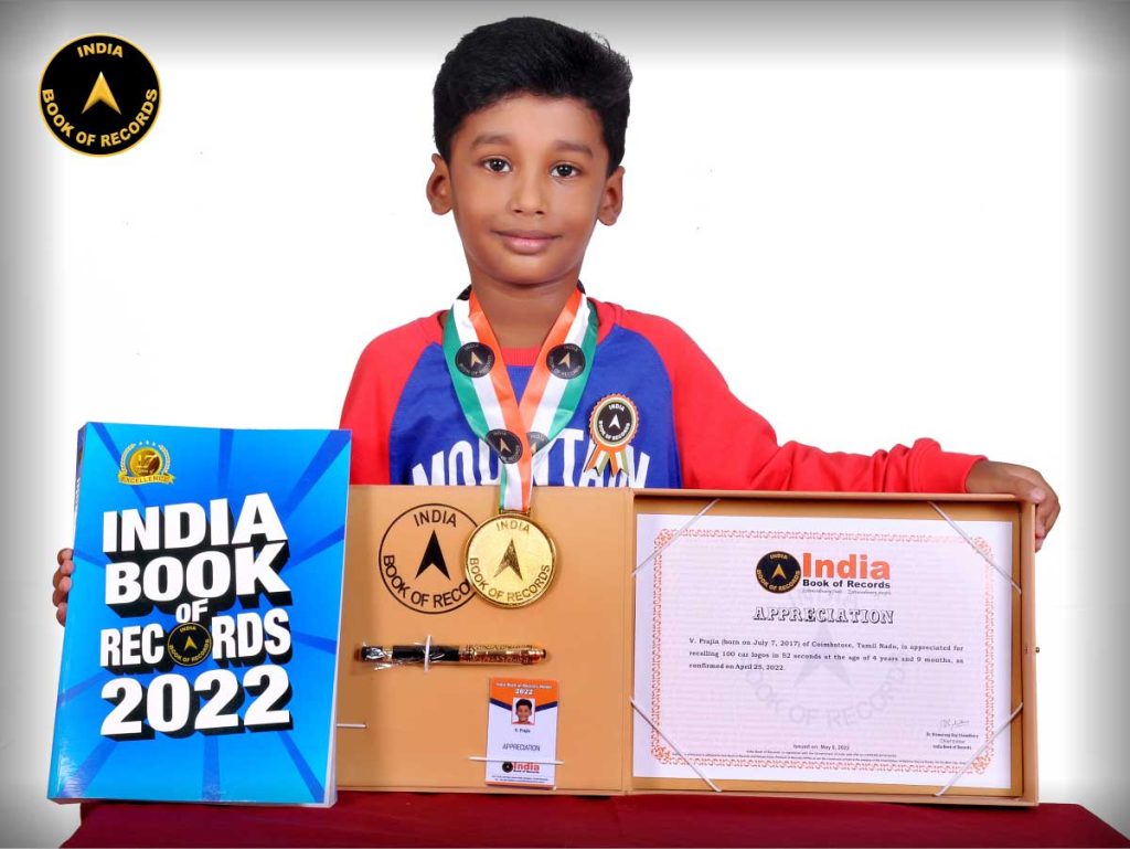 V. Prajin Appreciation India Book of Records