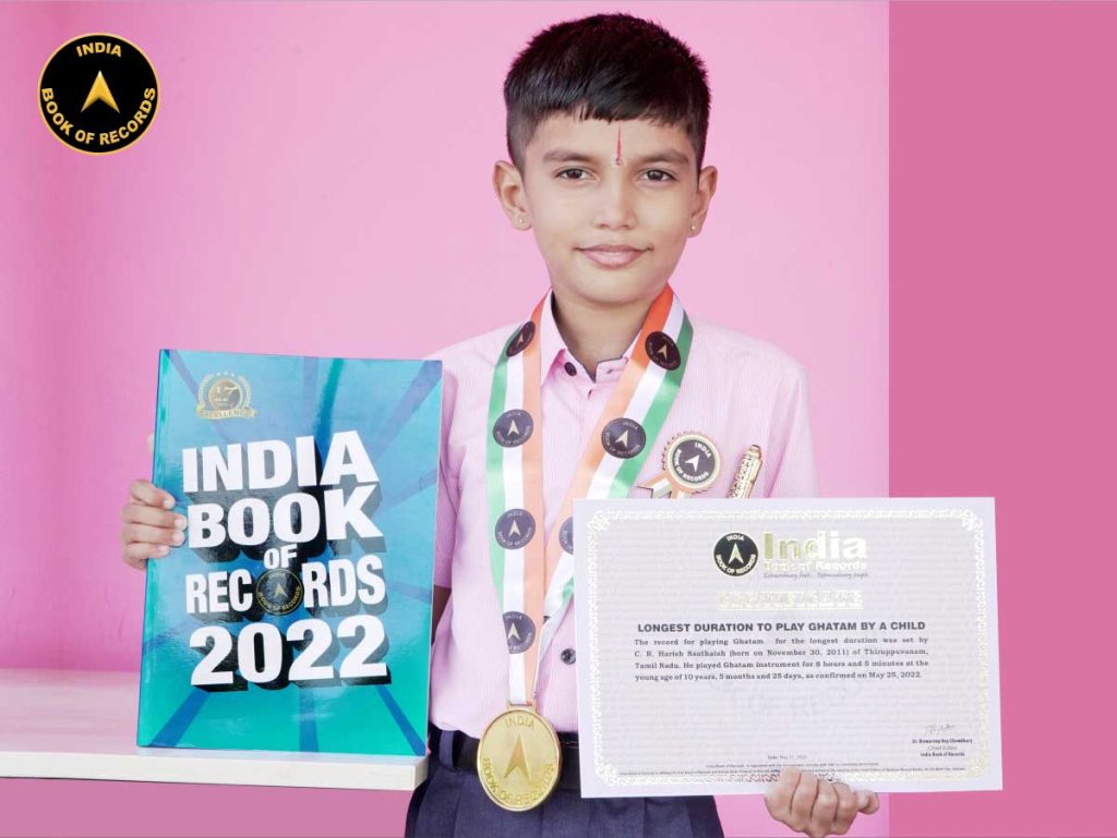 Longest duration to play Ghatam by a child India Book of Records