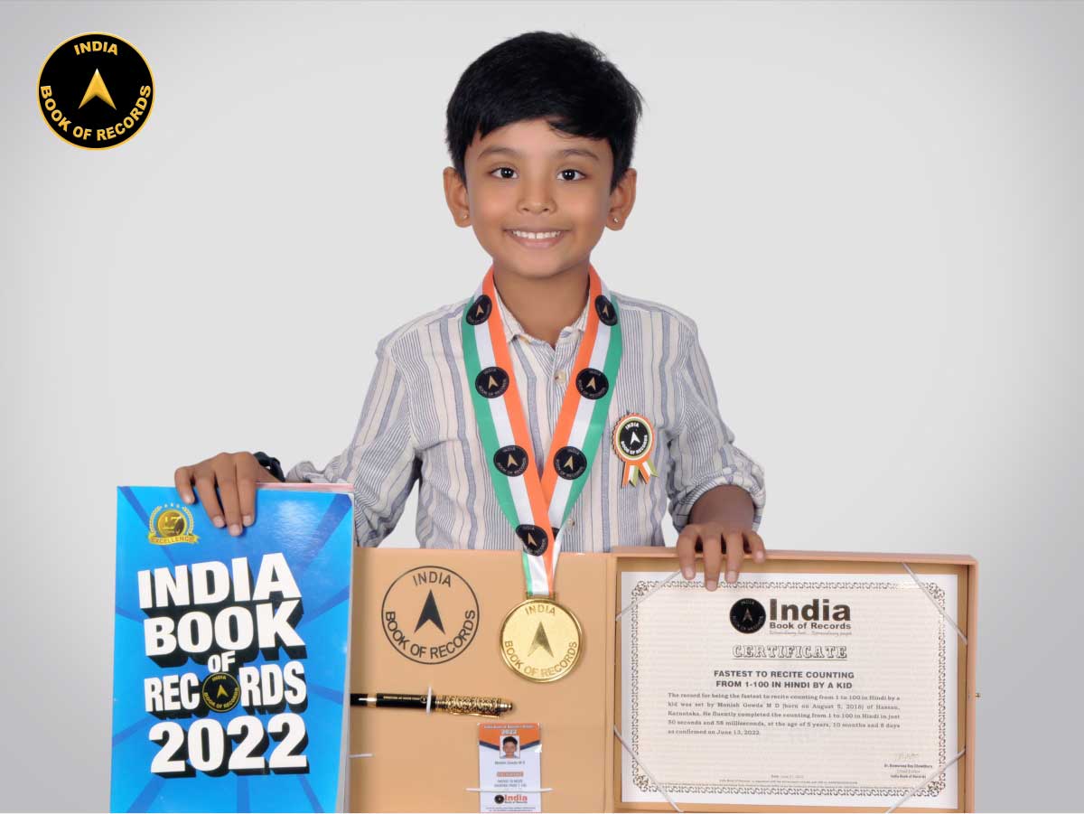 Fastest to recite counting from 1-100 in Hindi by a kid