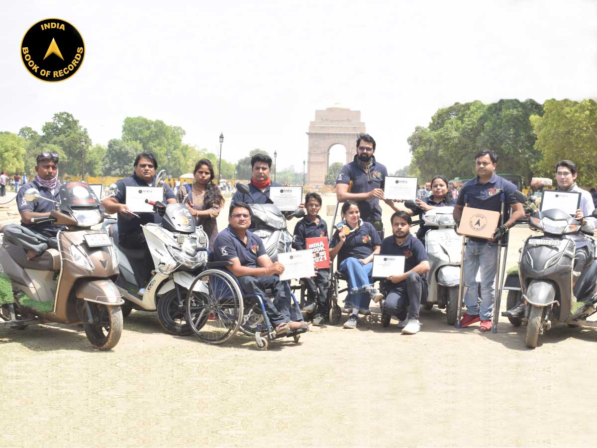 Maximum distance covered on a scooty by a group of specially- abled