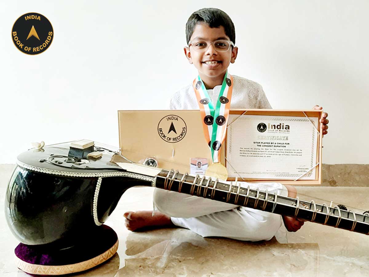 Sitar played by a child for the longest duration