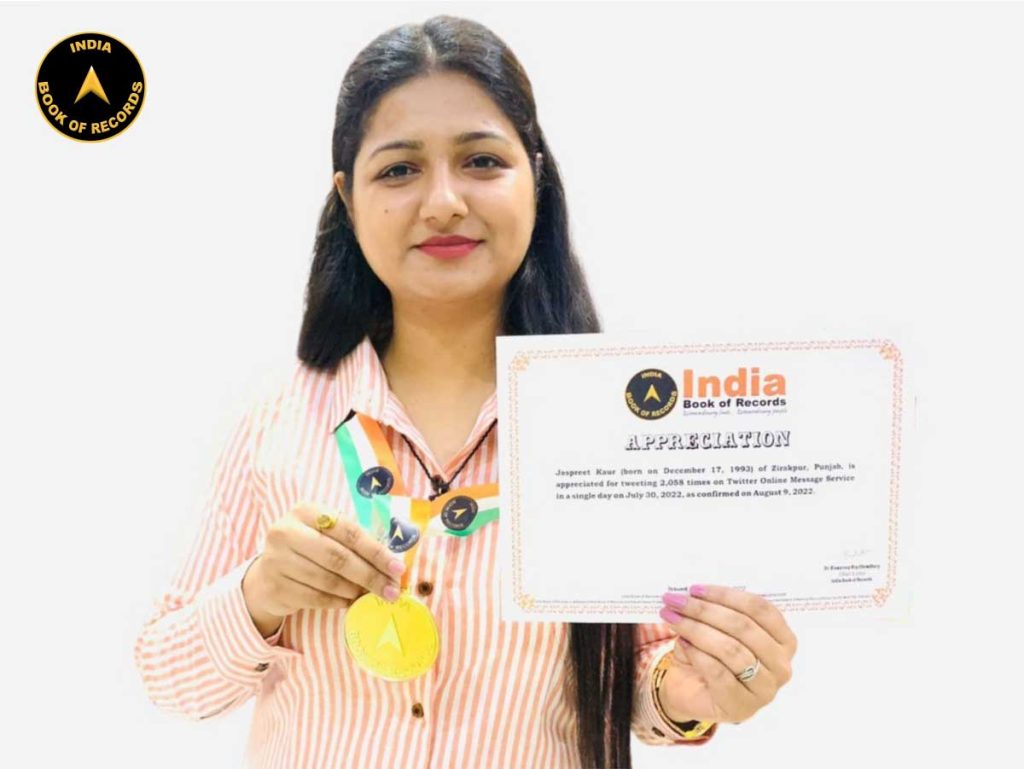 Jaspreet Kaur - Appreciation - India Book of Records