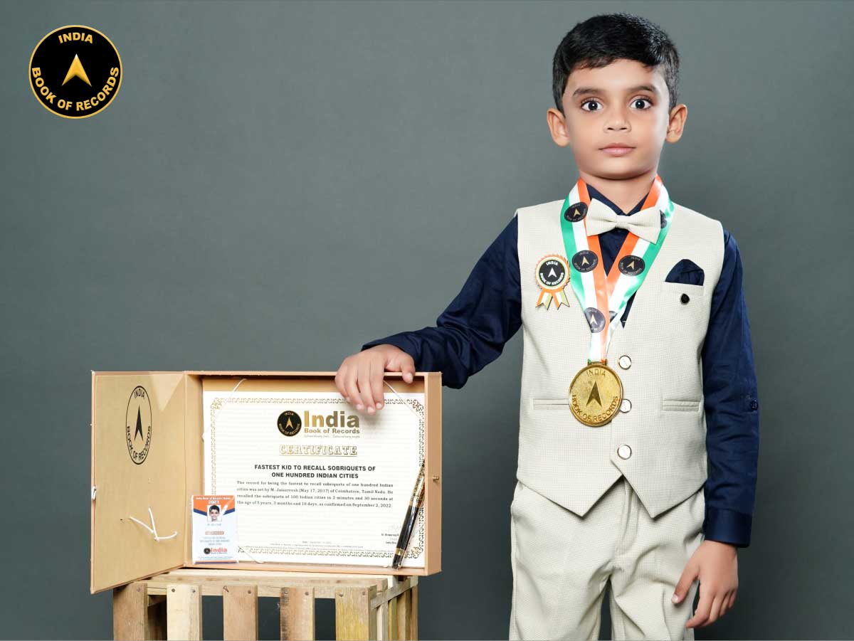 Fastest kid to recall sobriquets of one hundred Indian cities