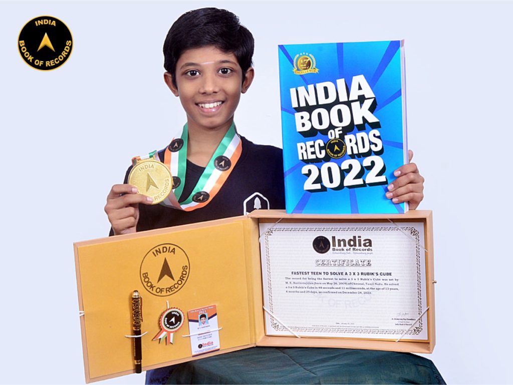 Fastest teen to solve a 3 x 3 Rubik’s Cube India Book of Records