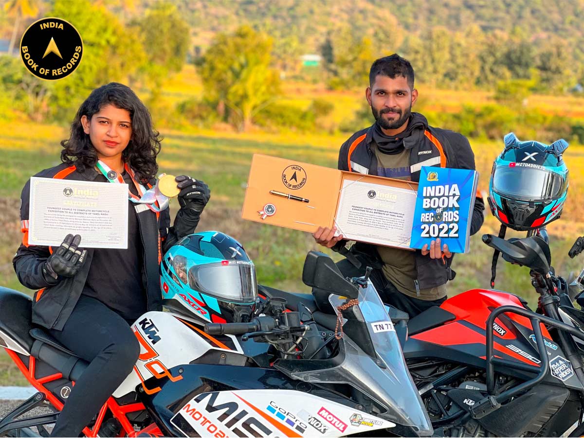 Youngest couple to complete motorcycle expedition to all districts of Tamil Nadu