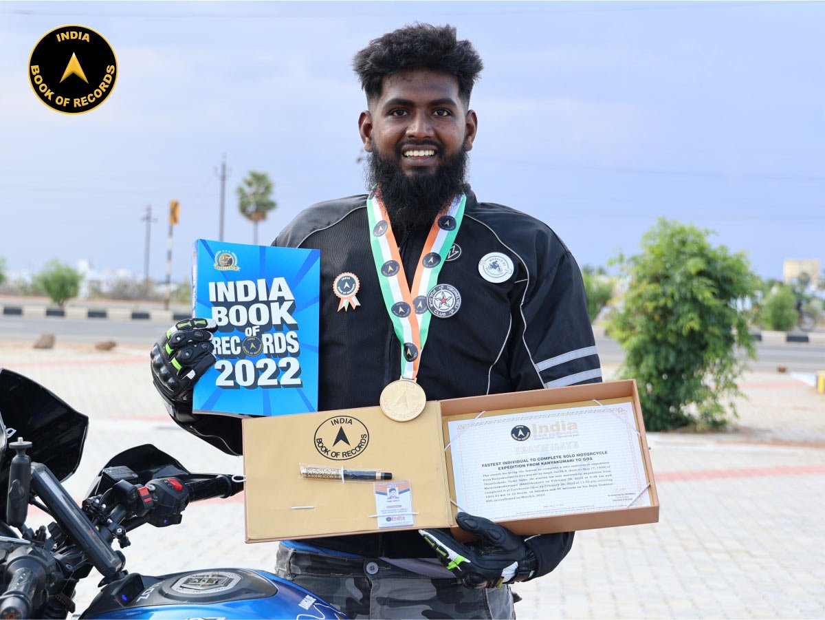 Fastest individual to complete solo motorcycle expedition from Kanyakumari to Goa