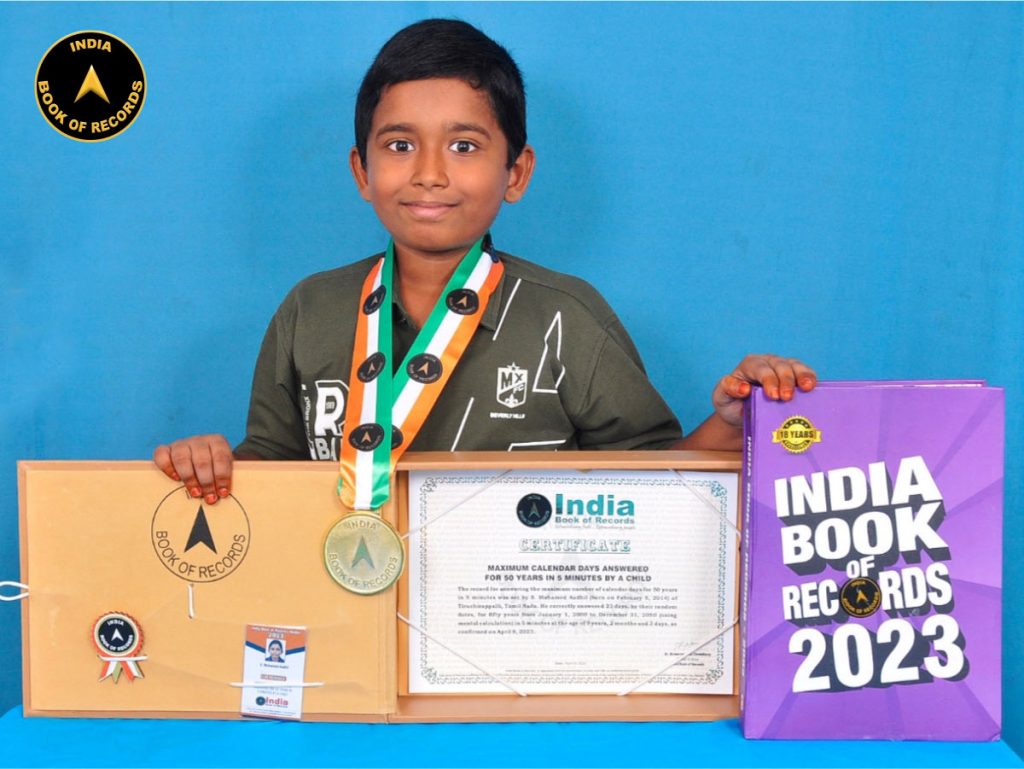 Maximum calendar days answered for 50 years in 5 minutes by a child