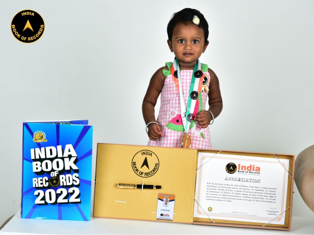 K.M. Aaruhi Appreciation India Book of Records