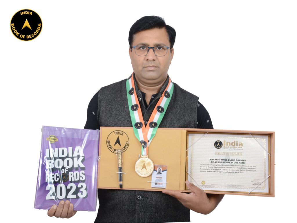 Maximum times blood donated by an individual in one year India Book