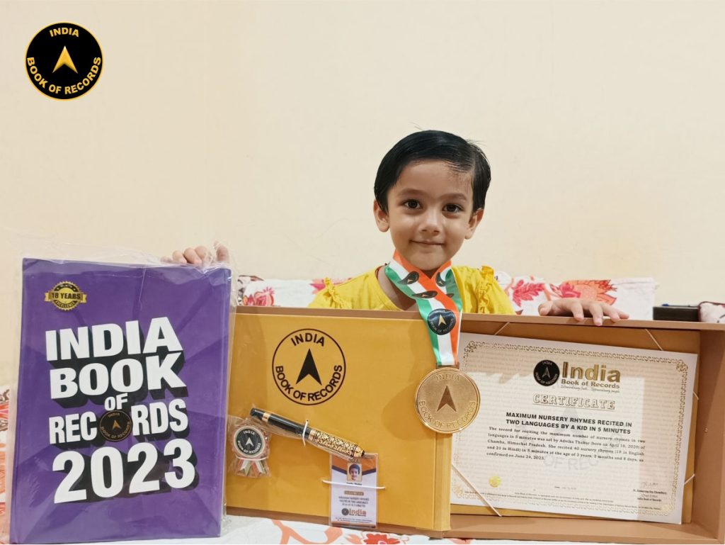 Maximum nursery rhymes recited in two languages by a kid in 5 minutes