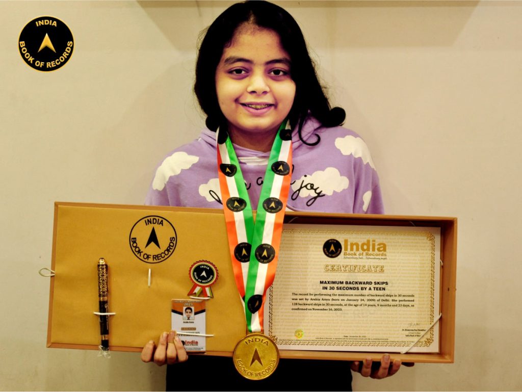 Maximum backward skips in 30 seconds by a teen India Book of Records