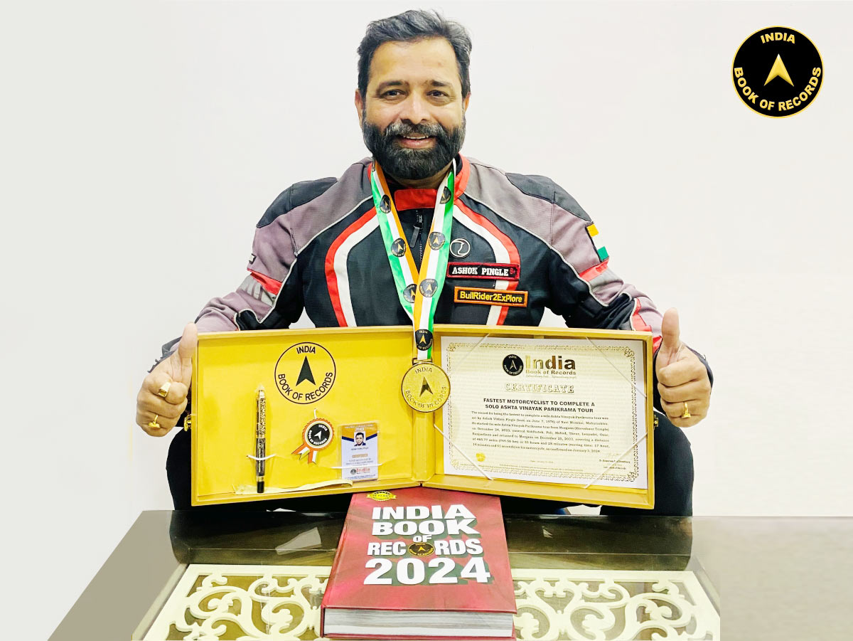 Fastest motorcyclist to complete a solo Ashta Vinayak Parikrama tour