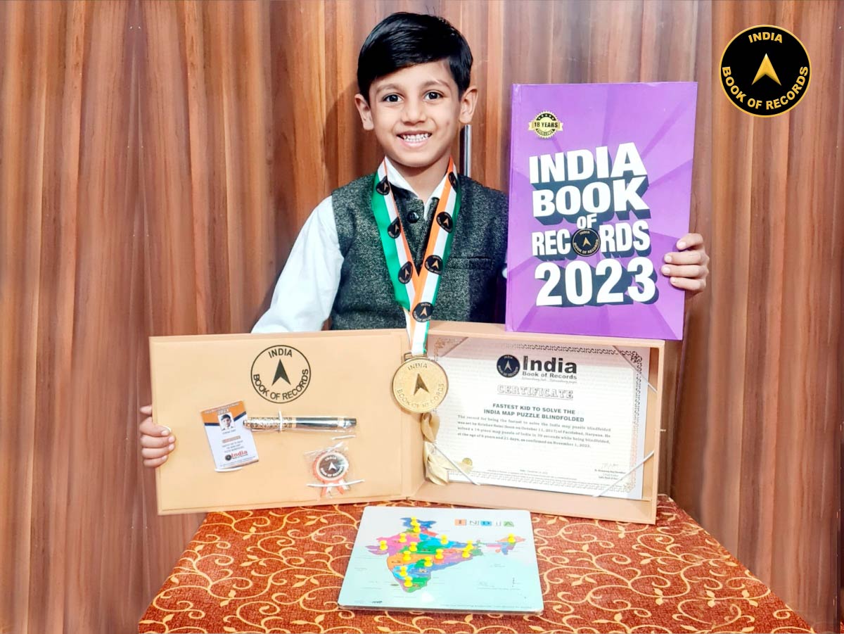 Fastest kid to solve the India map puzzle blindfolded