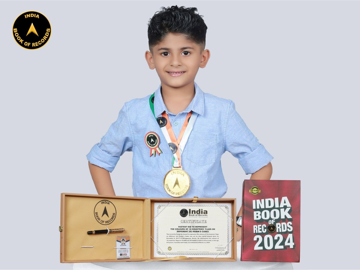 Fastest kid to represent the colours of 10 countries’ flags on different 3×3 Rubik’s Cubes