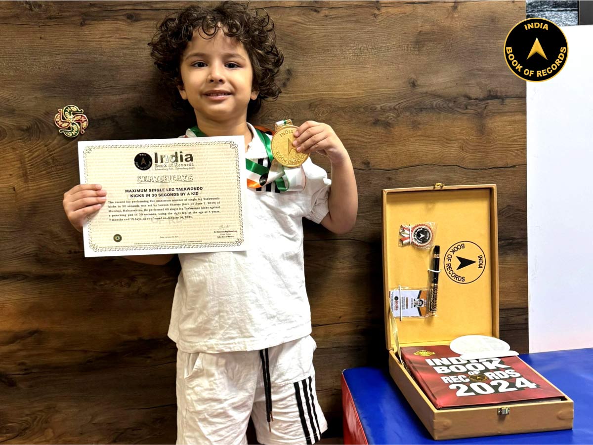Maximum single leg Taekwondo kicks in 30 seconds by a kid