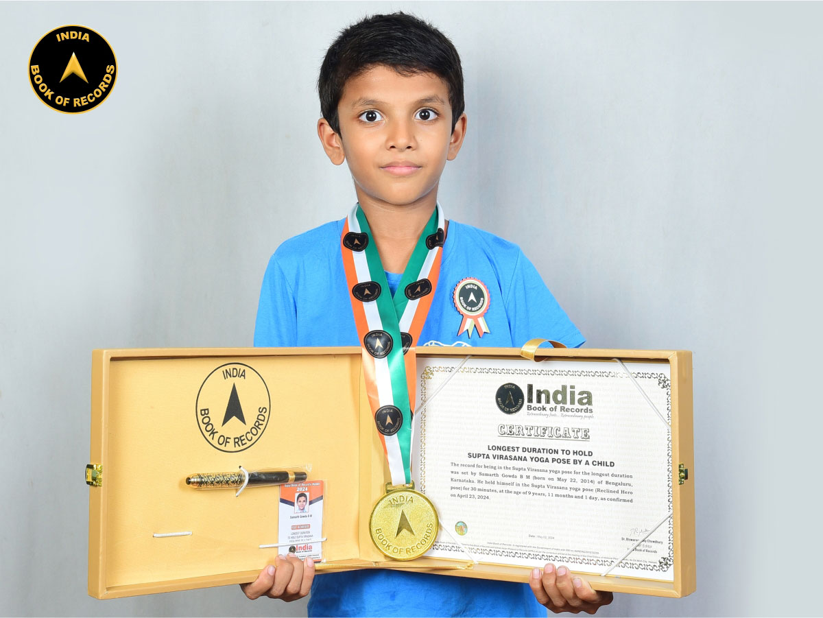 Longest duration to hold Supta Virasana yoga pose by a child