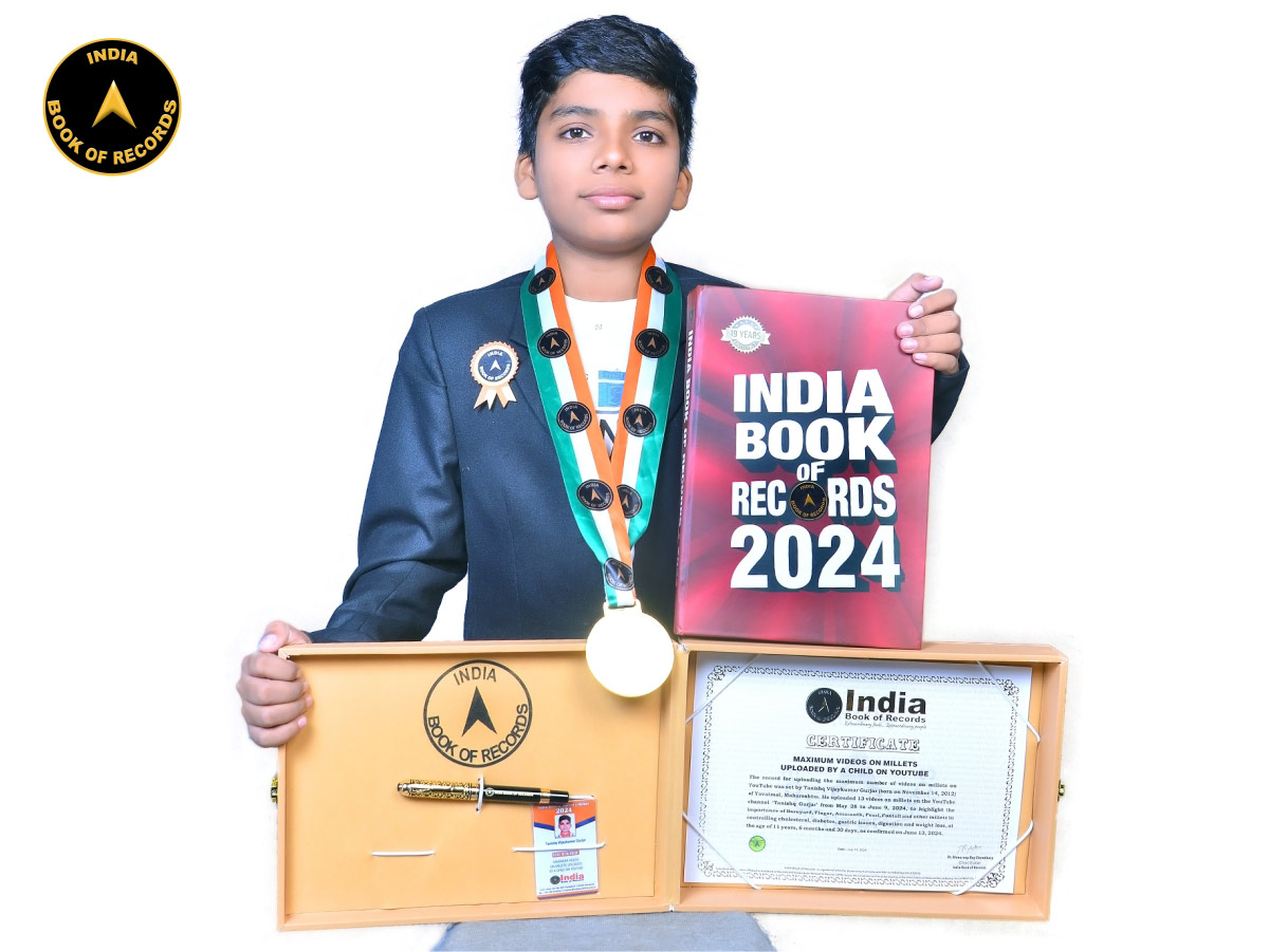 Maximum videos on millets uploaded by a child on YouTube