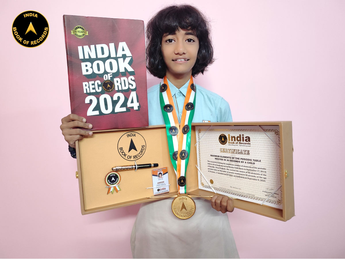 Maximum elements of the periodic table recited in 30 seconds by a child