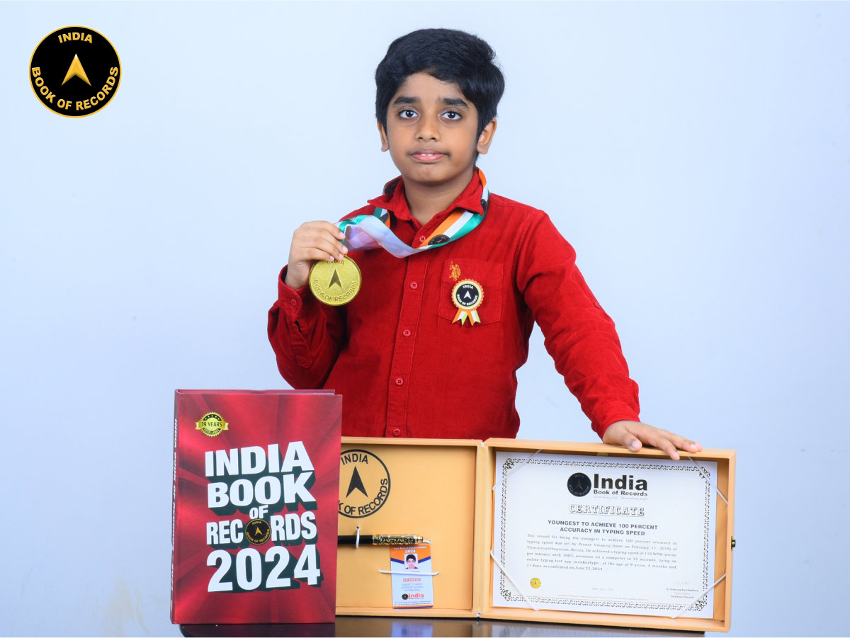 Youngest to achieve 100 percent accuracy in typing speed
