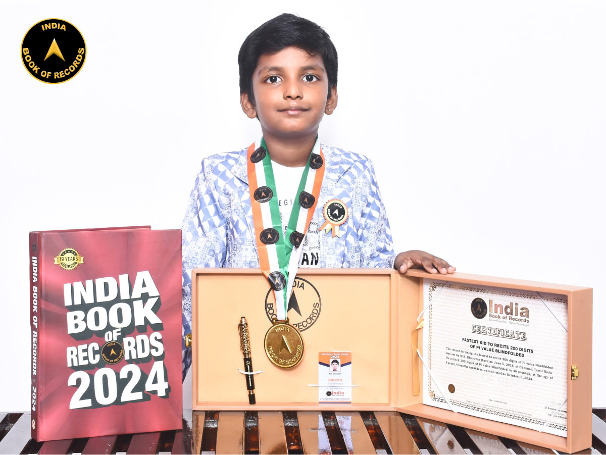 Fastest kid to recite 200 digits of Pi value blindfolded