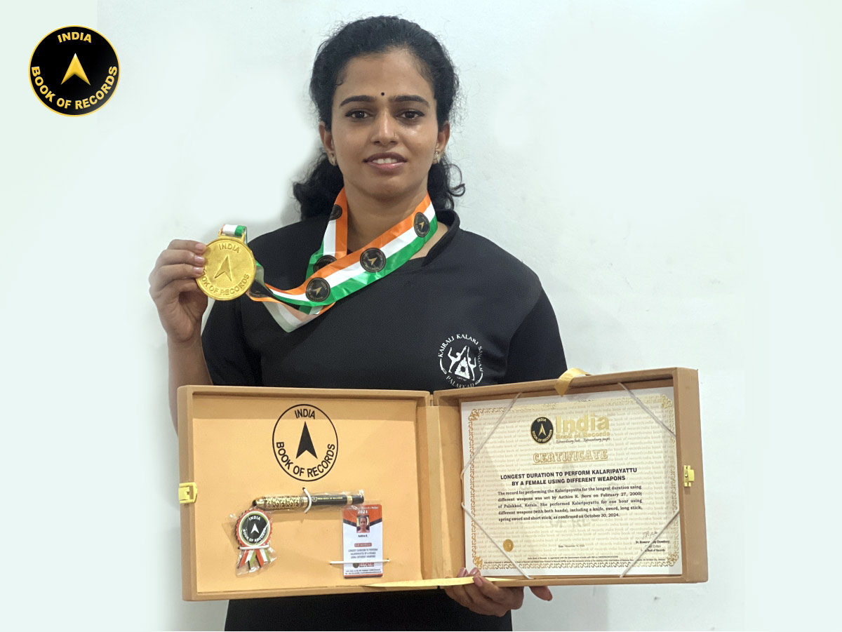 Longest duration to perform Kalaripayattu using different weapons