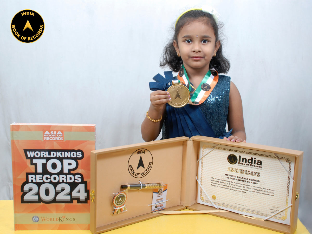 Maximum shlokas recited in five minutes by a kid
