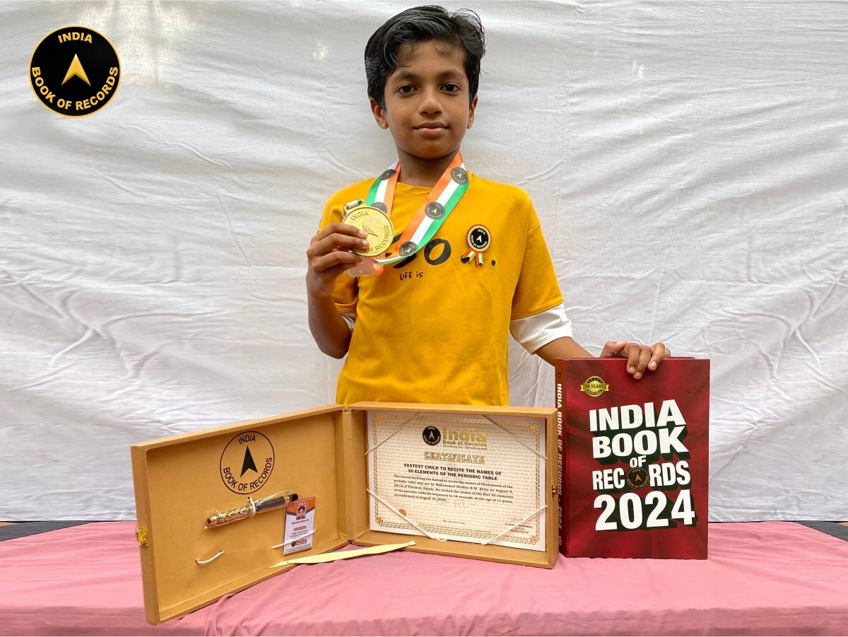 Fastest child to recite the names of 50 elements of the periodic table