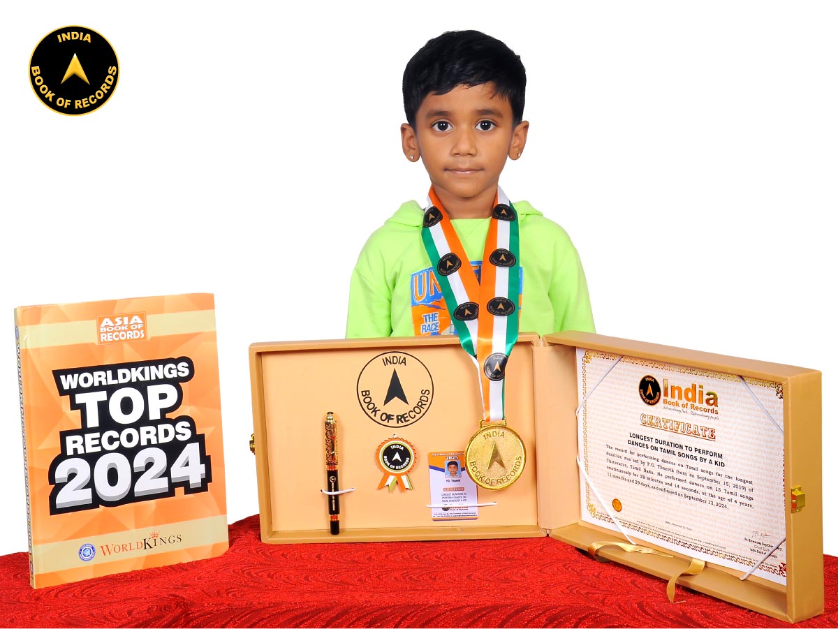 Longest duration to perform dances on Tamil songs by a kid