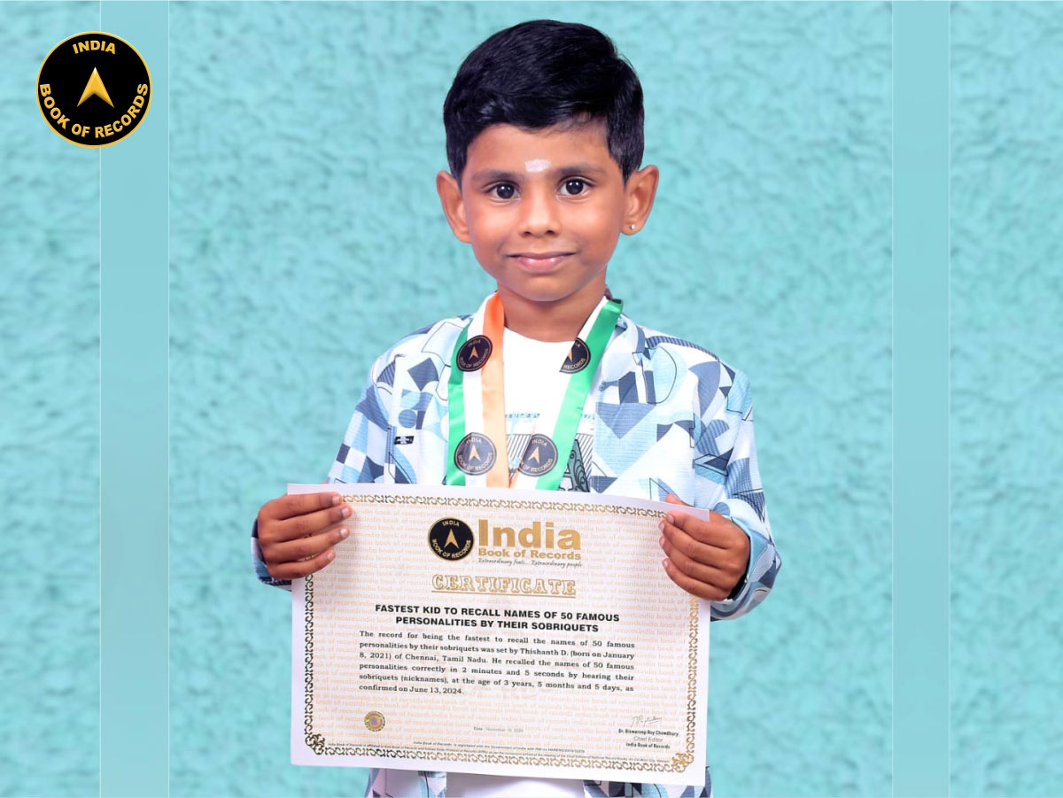 Fastest kid to recall names of 50 famous personalities
