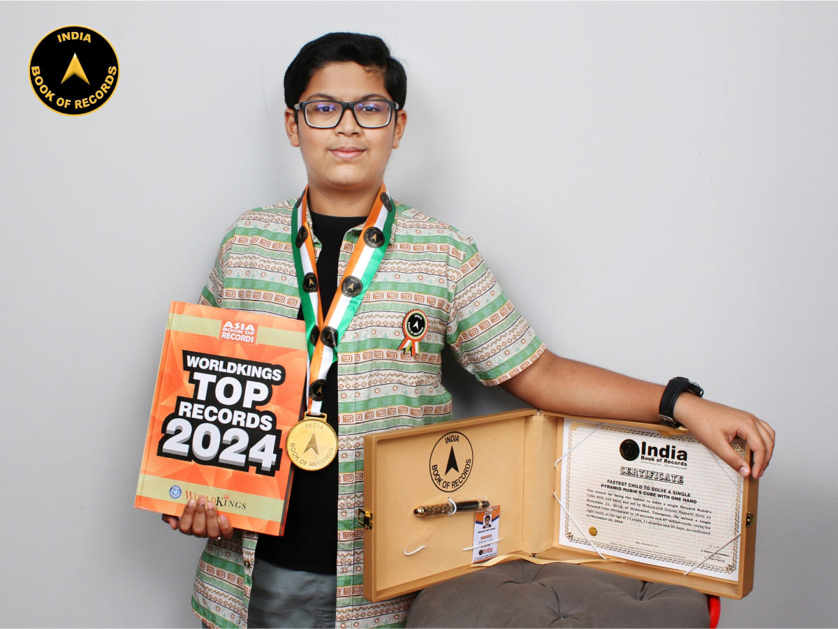 Fastest child to solve a single Pyramid Rubik’s cube with one hand