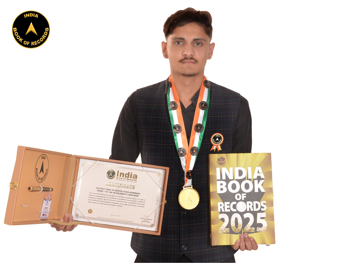 Fastest teen to recite even numbers from 1 to 100 in Gujarati language