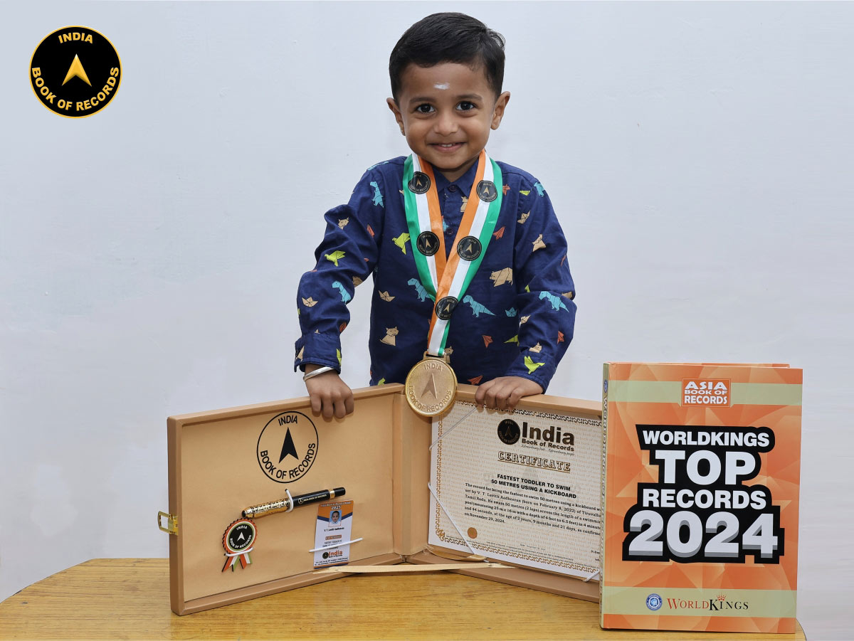 Fastest toddler to swim 50 metres using a kickboard