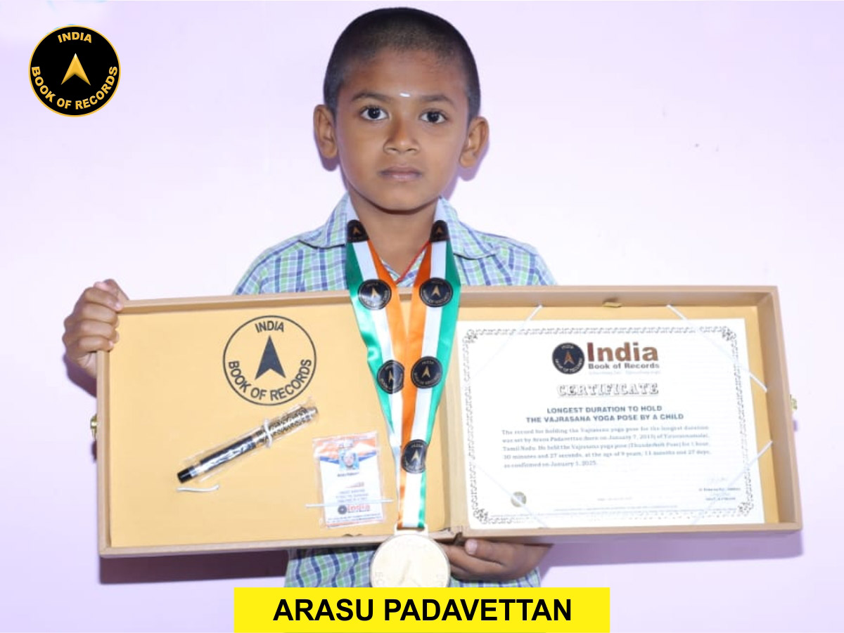 Longest duration to hold the Vajrasana yoga pose by a child