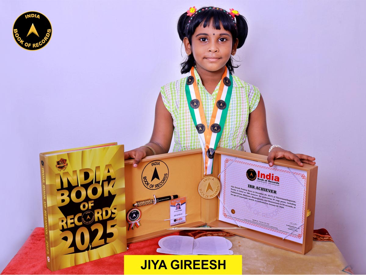 Jiya Greesh Pradeep - IBR Achiever - India Book of Records