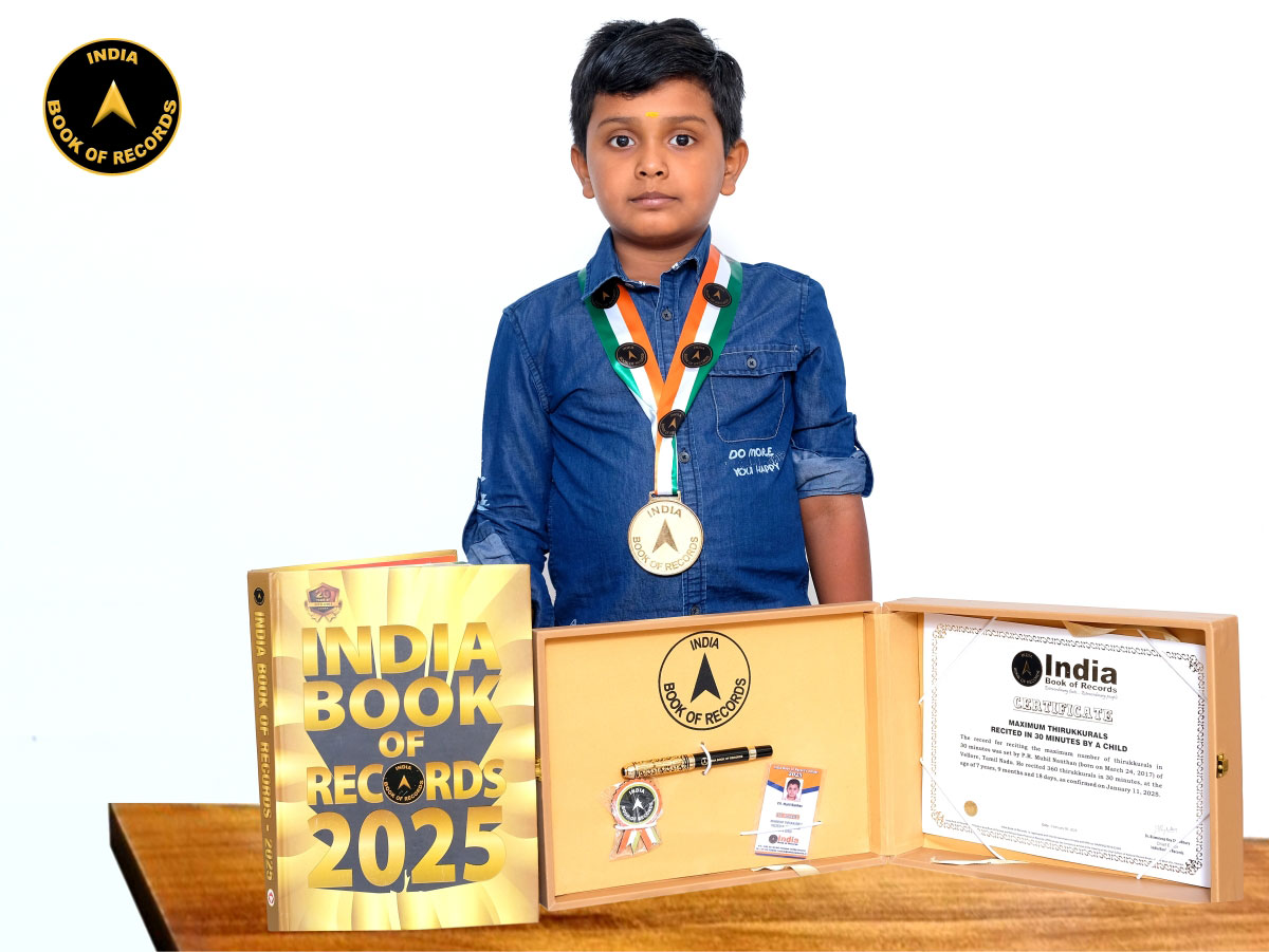 Maximum thirukkurals recited in 30 minutes by a child