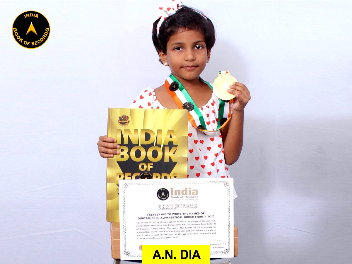 Fastest kid to write the names of dinosaurs in alphabetical order from A to Z